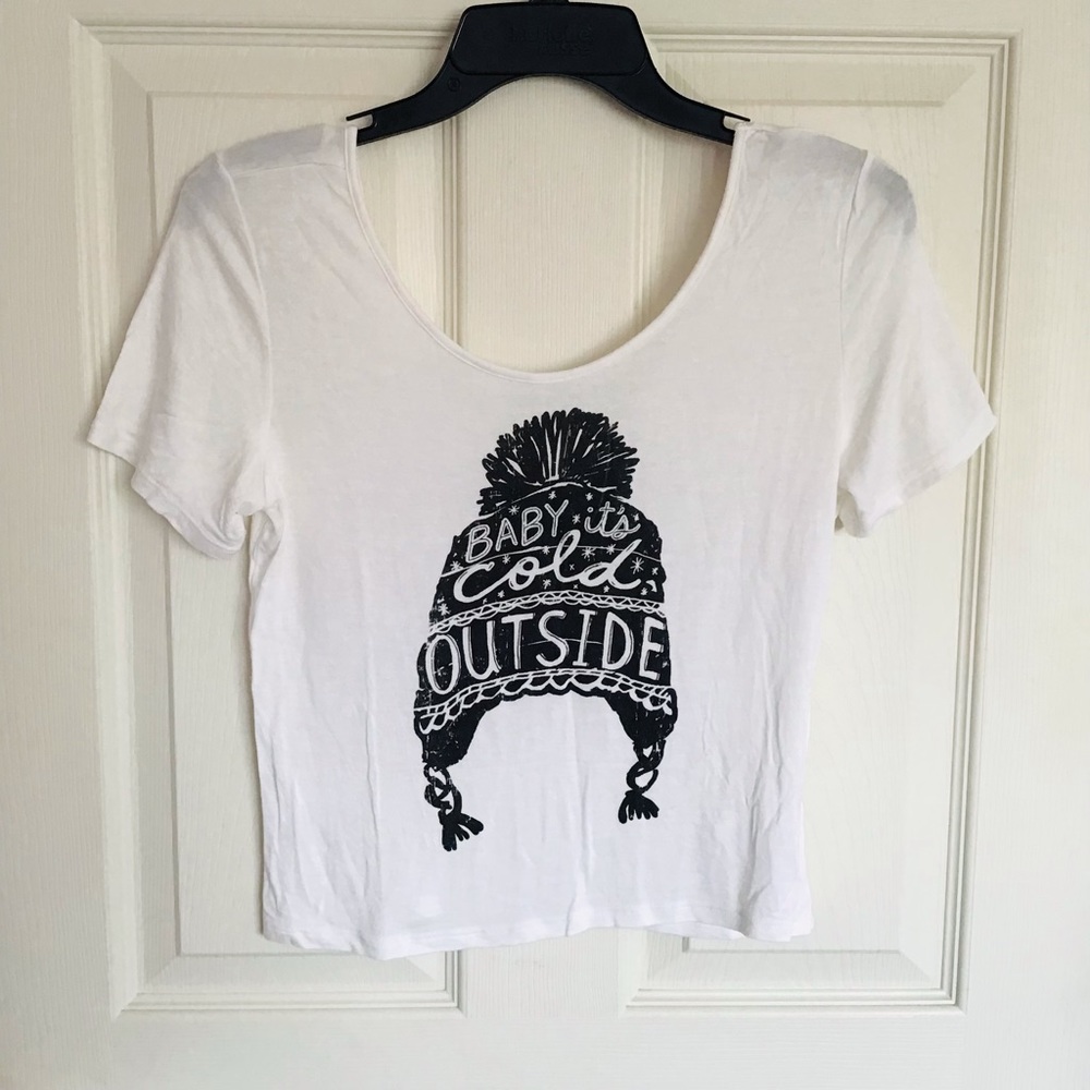 RARE Bethany Mota Baby It’s Cold Outside Crop Top